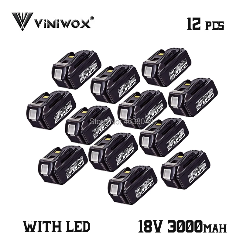 BL1830 18V 3000 мА/ч, литий-ионный Батарея для Makita BL1830B BL1850B BL1840 BL1815 LXT400 е-байка 36В Перезаряжаемые Батарея пакеты - Цвет: 12 Pieces