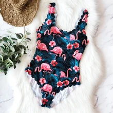 Новинка, женский слитный купальник с цветочным принтом, купальник с оборками и цветочным рисунком, монокини, пуш-ап боди, летний купальный костюм