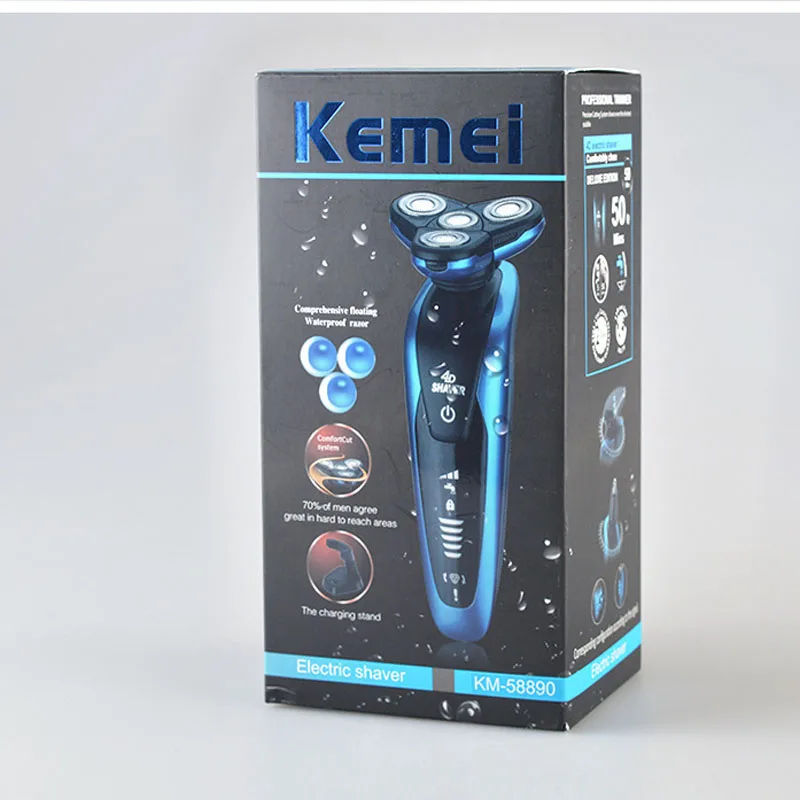 Электробритва Kemei KM-58892 электрическая бритва с 3 in1 перезаряжаемые четыре лезвие моющаяся бритва для бритья волос в носу триммер, для удаления волос