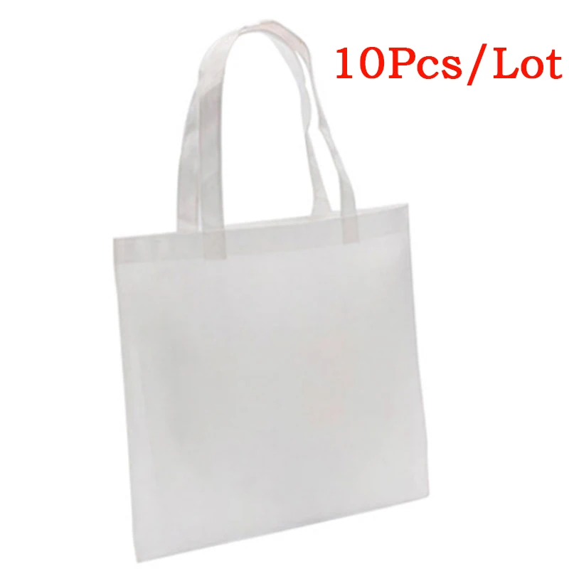 10pcs/pack Blank Sublimation Non-woven DIY White Shopping Bags