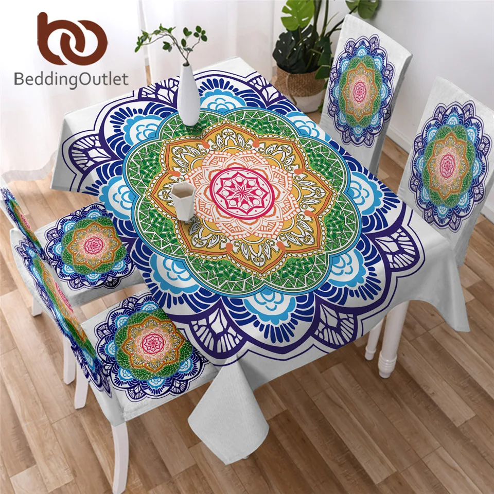 Boho Tribal Circles Cream Cotton Sateen Tablecloth by Spoonflower Mandala Tablecloth Boho Tribal Circles Cream by bohemiangypsyjane