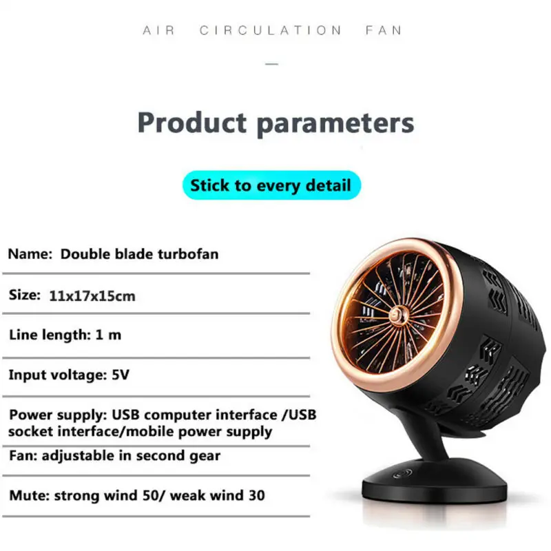 1 шт. USB Турбовентилятор Tischventilator Geräuscharmer Настольный вентилятор Büro Настольный DE вентилятор