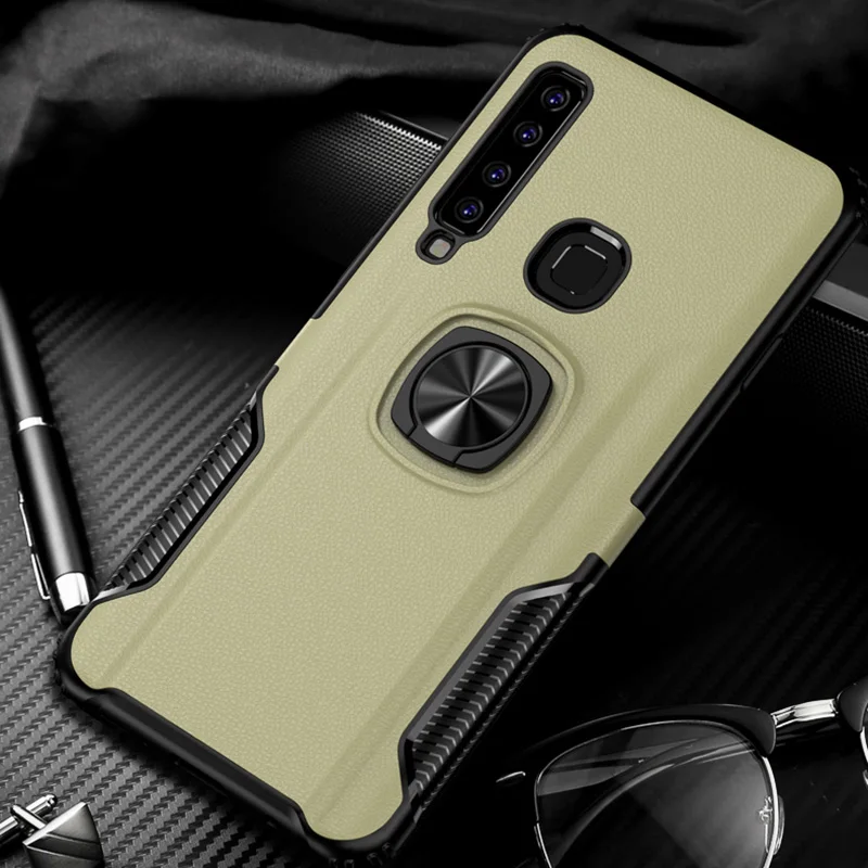 Чехол с кольцом для пальца для samsung Galaxy A50 A70 A40 A10 A20E A30 A80 A8 A7 A9 S10 плюс чехол противоударный бронированный Жесткий Чехол-подставка держатель чехол - Цвет: gold