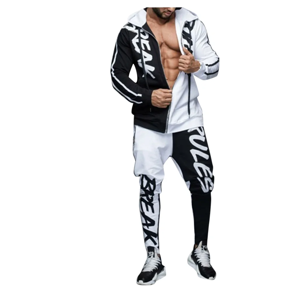White Хип-хоп, Ropa Hombre, комплект, тонкий, Повседневный, Спортивный костюм для мужчин, на молнии, куртка+ брюки-карандаш, 2 предмета, Мужская одежда, уличная одежда, спортивные мужские комплекты - Цвет: White