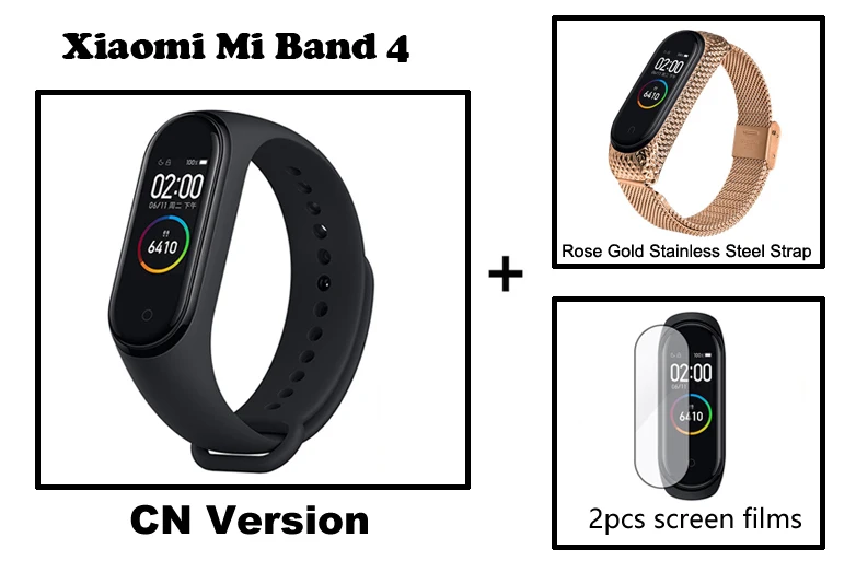 Черная пятница Xiaomi Mi-браслет 4 смарт-браслет Bluetooth 5,0 0,95 дюймов AMOLED экран пульсометр фитнес водонепроницаемый 135 мАч - Цвет: CN addSteel StrapRGZ