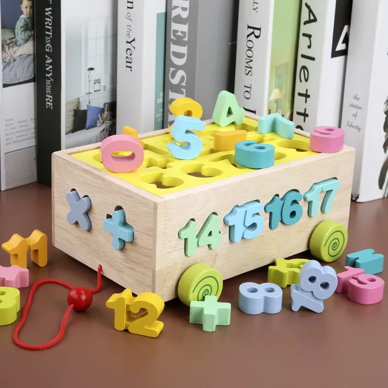 

Wood Multi-functional Building Blocks sdip che Children Number Lettered Geometry Graphics Building Blocks Matching Educational P