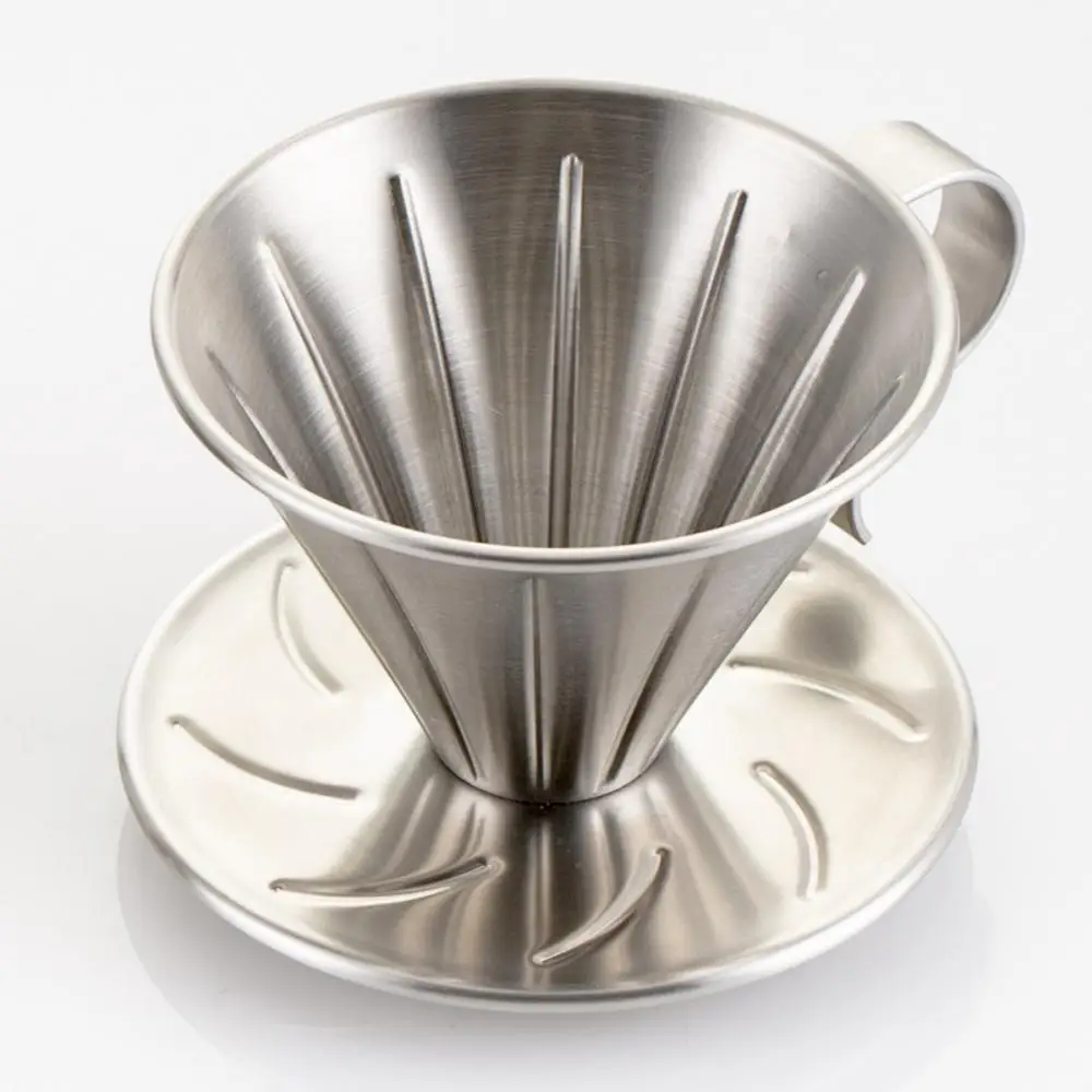 

Stainless Steel Cone Coffee Dripper Cup With Elegant Handle Coffeeware Kitchen Dining Tool Coffee Filter