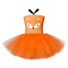 Платье-пачка для девочек с изображением оранжевой лисы; Милые праздничные платья для девочек на День рождения; карнавальный костюм на Хэллоуин для детей с изображением животных из мультфильма «Сумасшедший зоопарк»