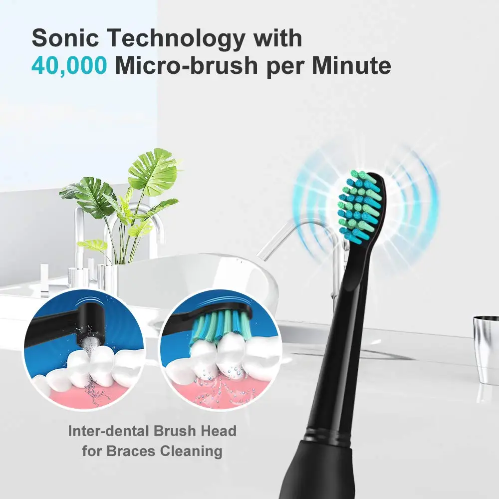 Fairywill D7 Sonic Electric Toothbrushes for Adults Kids 5 Modes Smart Timer Rechargeable 8 Super Whitening Toothbrush Heads