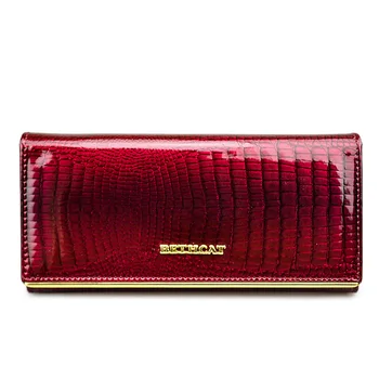 

Patent Leather Women Long Wallet Multifunction Card Holder Clutch Bag Simple Luxury Solid Color Crocodile Pattern Ladies Purse