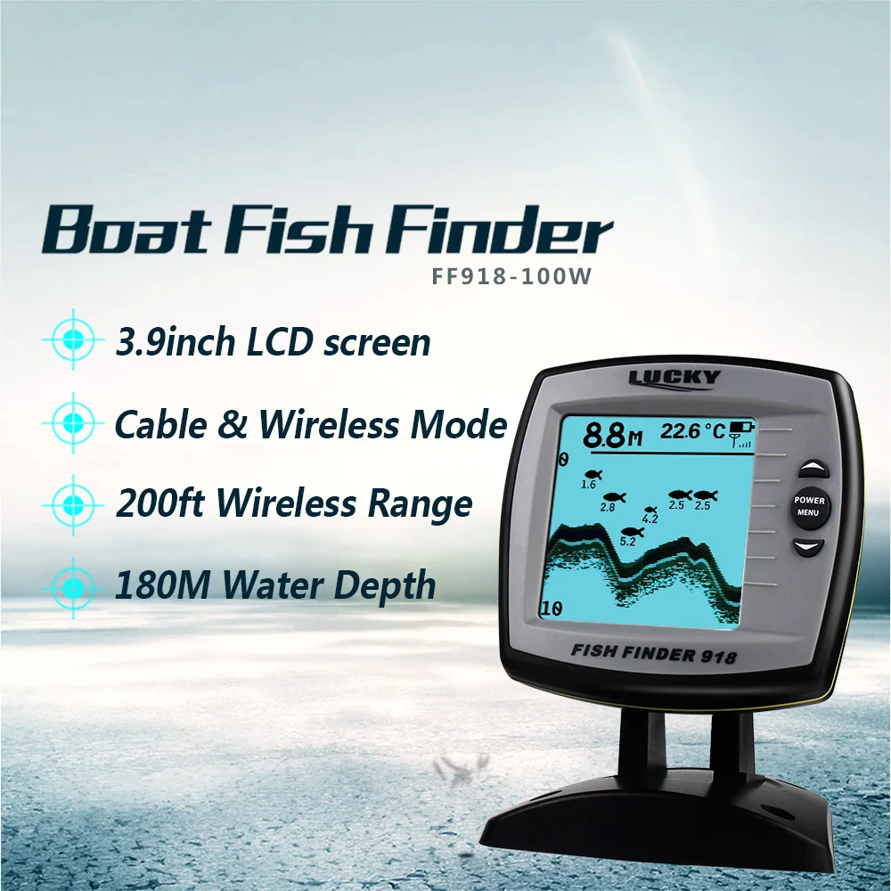 

New 2-in-1 Fish Finder Wireless Fishfinder Depth Sounder Sensor LED Backlight Cable Transducer Fishing Pesca Detector Monitor