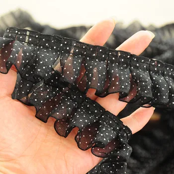 

4CM Wide Luxury Tulle 3D Pleated Dot Chiffon Fabric Ruffle Fringe Lace Edging Trimmings Embroidered Ribbon Dress Sewing Supplies
