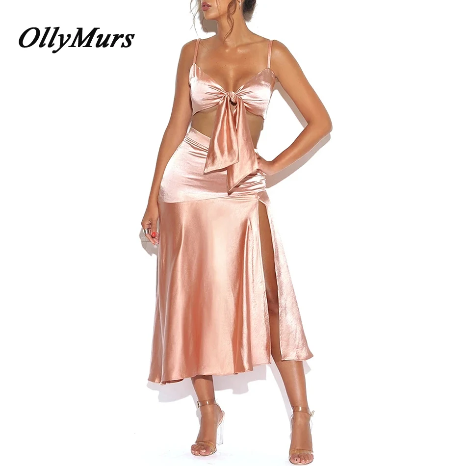 

OllyMurs 2019 New Summer Sexy Bodycon Women Dress Strapless Two Pieces Bow Dress Vestidos ElegantClub Celebrity Party Dresses