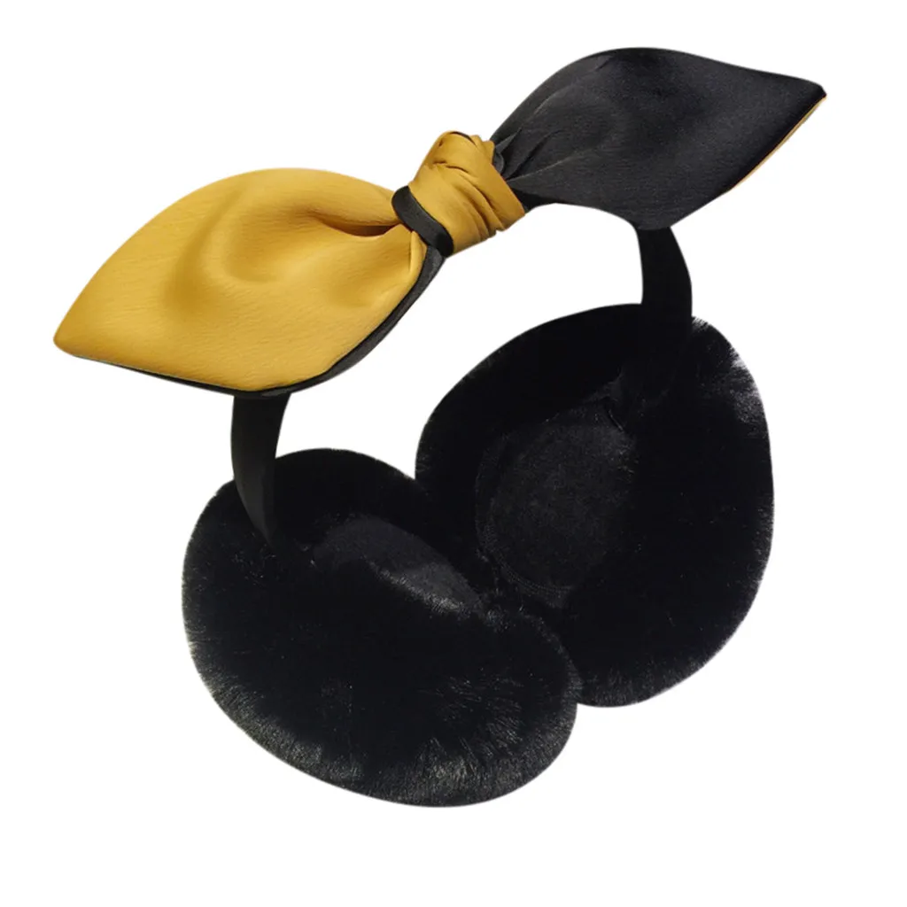 Зимние Модные плюшевые завязанные наушники для женщин; милые теплые и удобные Непродуваемые нежные мягкие наушники с бантом
