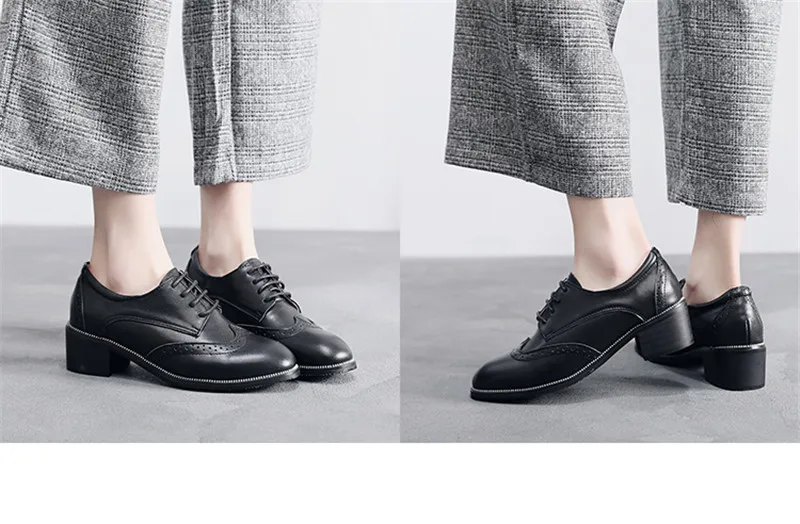 2020 Spring New British Women Pumps Brogues Genuine Leather High Heels Oxford Shoes For Woman Vintage Carved Pumps Women Shoes (1)