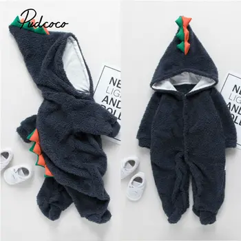 

Super Warm 2019 winter baby rompers long sleeve Newborn Infant Baby Boy Girl Dinosaur Hooded Romper Long Sleeve Toddler Jumpsuit