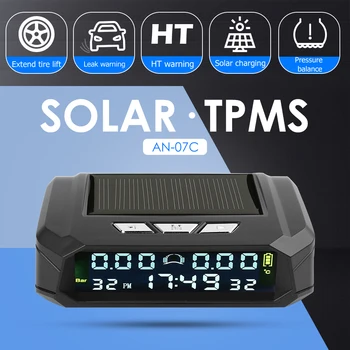 

Monitoring System TPMS Tire Pressure Temperature Durable Solar Truck Front 2 Wheels for Caring Personal Cars Accessory
