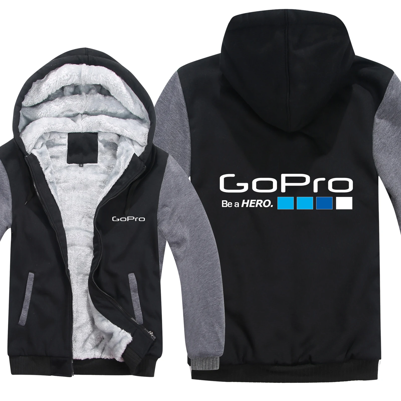 Зимние Go pro Gopro толстовки для мужчин модная шерстяная подкладка куртка Be a Hero