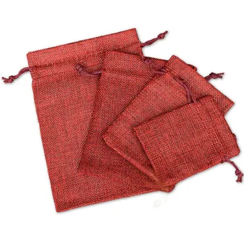 

10pcs 9x12cm Natural Linen Double Drawstring Beam Port Pocket Household Gift Wrap Storage Bag Candy Bag for Small Item Storage