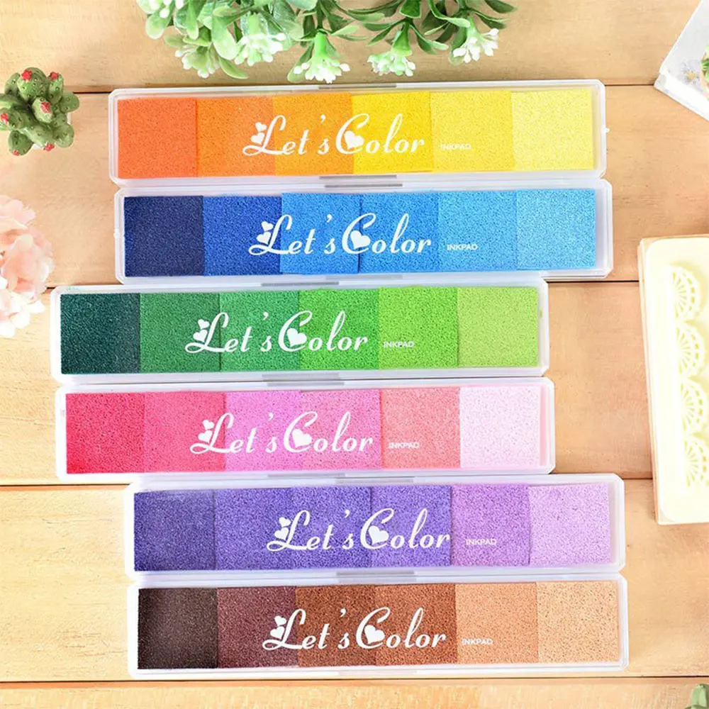 

6 pcs/Lot 6set Gradient (36kinds) colors Long Bar Ink Pads DIY Craft Scrapbooking Fingerprint Rubber Stamp inkpad Kids Gift