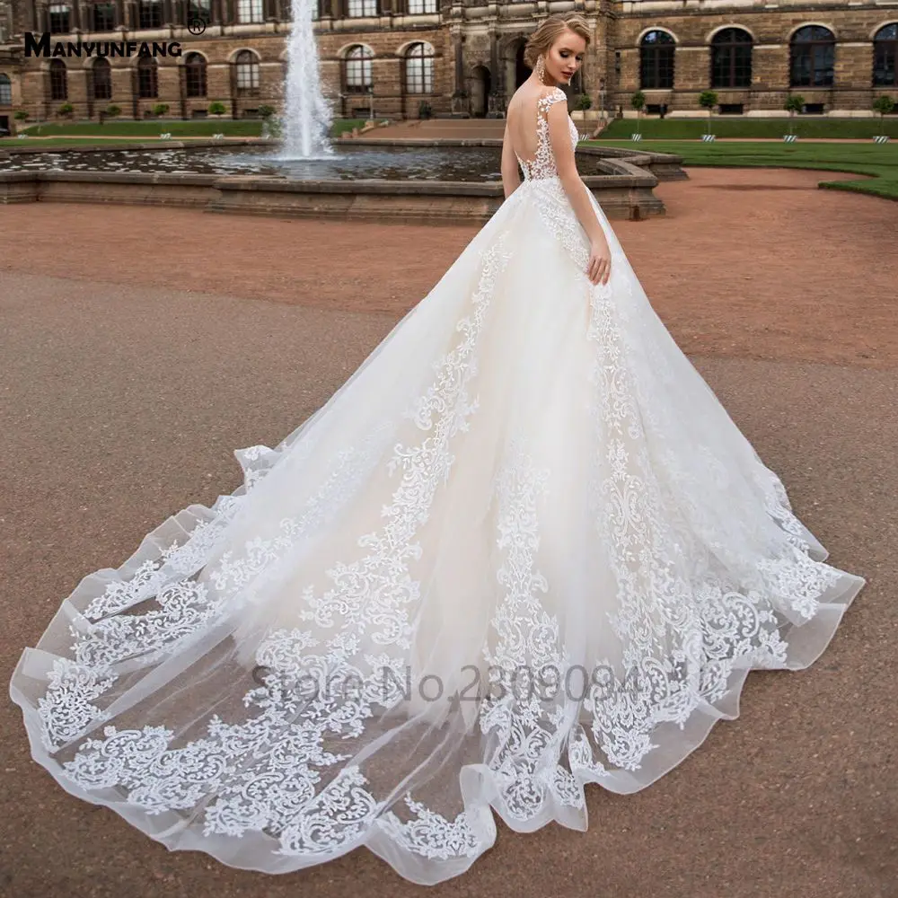 MANYUNFANG vestidos de novia Новое поступление Мягкое кружевное платье для невесты Свадебные платья без спинки сексуальное свадебное платье
