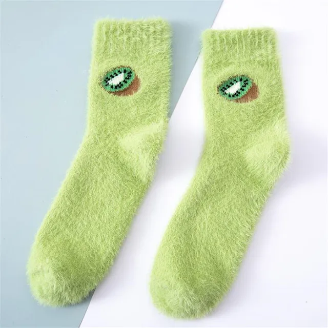 1 pairs women thermal fluffy socks autumn-winter new year socks girls and woman's new fashion warm avocado cherry eggplant socks Army Green