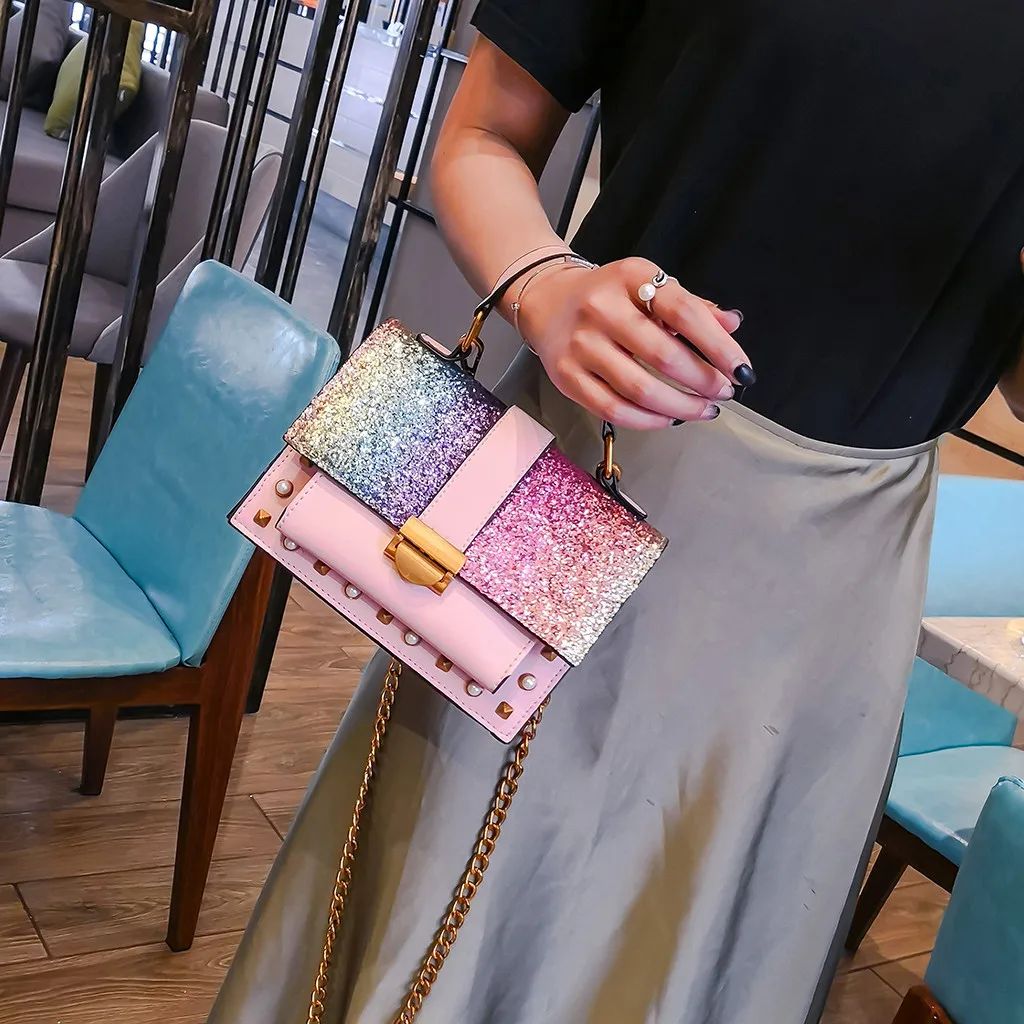 Модная женская сумка-мессенджер в стиле пэчворк, маленькие квадратные пакеты с заклепками, кожаные кошельки для телефона