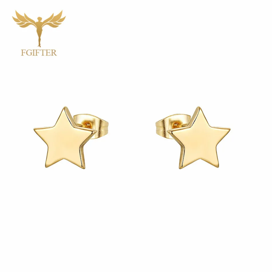 12pairs/lot Wholesale Star Earrings Set Man Woman Girl Stud Earring Gold Stainless Steel Jewelry Fashion Jewellery