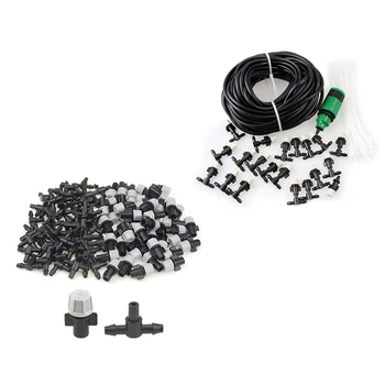 

162 Pcs Irrigation Kit: 62 Pcs 66 Feet Leak Proof Misting Cooling System & 50 Pairs Adjustable Atomization Dripper