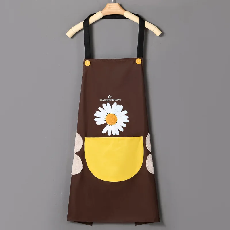 Apron Daisy Theme Wipe Hands Waterproof Pinafore Kitchen Supplies Kitchen Tools Gifts Presents Fashion Women Sleeveless Apron