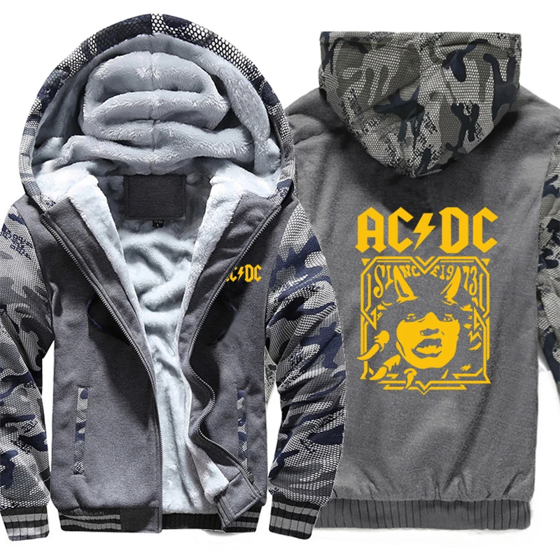 Рок-группа AC DC толстовки зимняя камуфляжная куртка с рукавами для мужчин плотный флис AC Свитшот DC