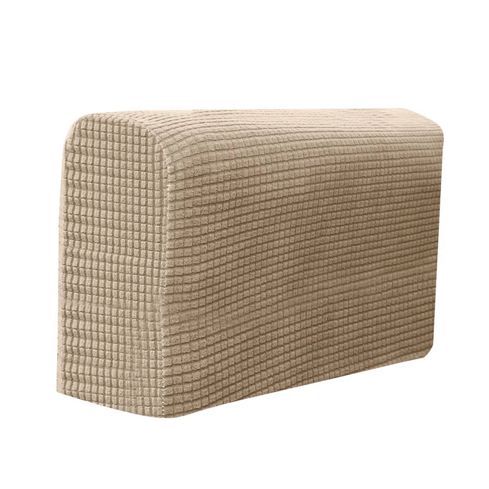 Light Brown 2 шт сплошной цвет стрейч диван покрытие мебель подлокотник Чехлы диване кресло защитные устройства для рук эластичный для дома гостиная Лучшая цена - Цвет: Light Brown