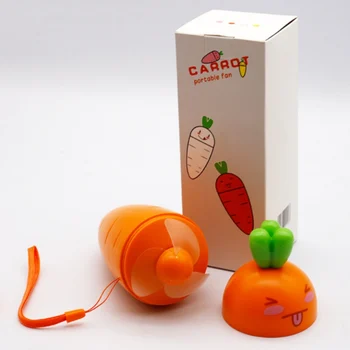 

Handheld Cartoon Carrot Electric Small Fan Portable USB Rechargeable with Protective Cover