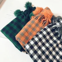 Детский шарф в клетку, подходящий по цвету; милый детский шарф из искусственного кашемира; теплый шарф; модные зимние теплые шарфы для девочек