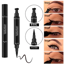 1 шт., жидкая подводка для глаз, карандаш, супер водостойкий, черный, двуглавый штамп, долговечная подводка для глаз, косметический инструмент для макияжа, маркер для глаз