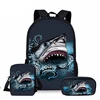 Great White Shark School Bags Set 3Pcs Kid Cool Underwater Animal Backpack Student Book Bag Child Crossbody Satchel 1