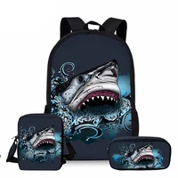 Great White Shark School Bags Set 3Pcs Kid Cool Underwater Animal Backpack Student Book Bag Child Crossbody Satchel 1