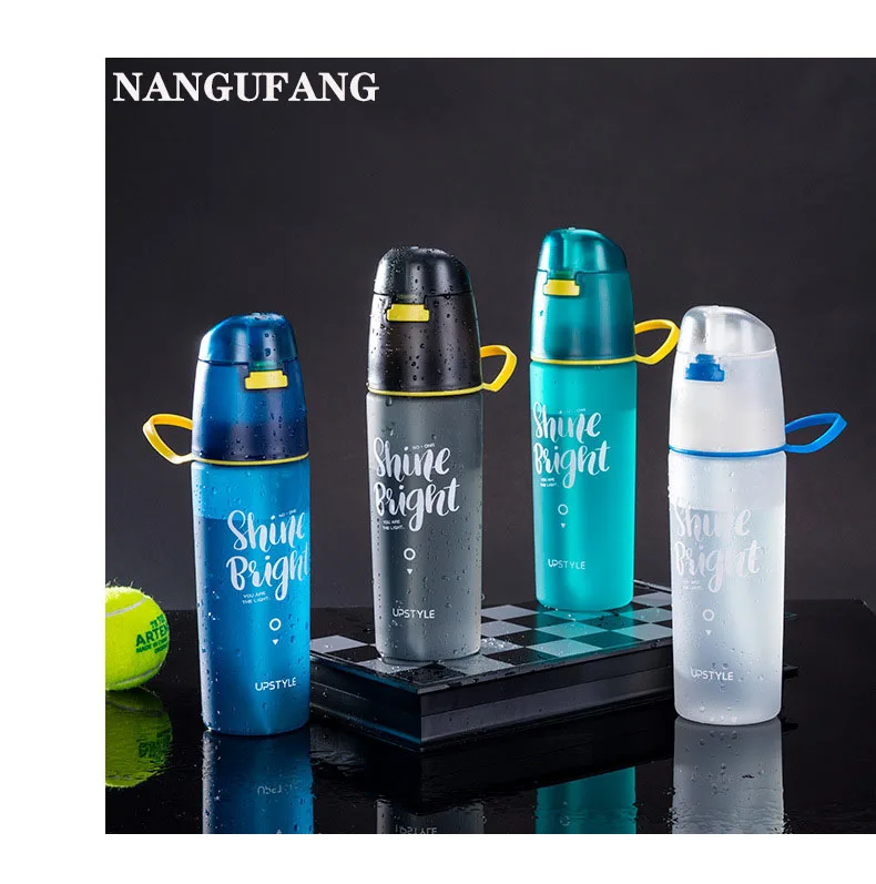 NANGUFANG/600ml water bottle plastic water bottle for outdoor sports fitness cycling hiking Portable leakproof my water bottles