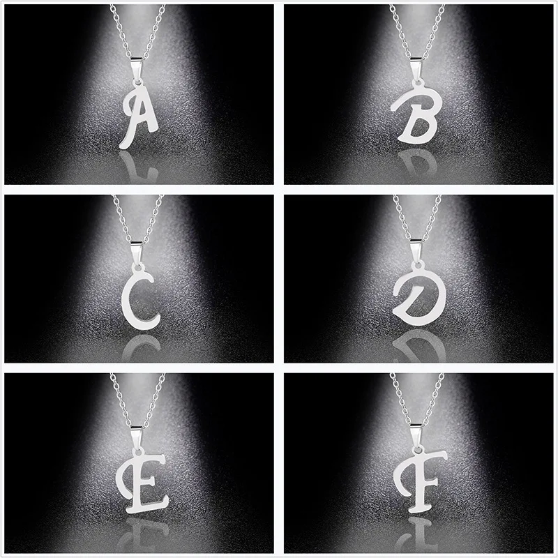 Punk Initial Letter Stainless Steel Chain Pendant Necklaces Women Personalize A/B/C/Z 26 Alphabet Necklace Collar Mujer 2020 | Украшения и