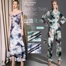 Печатный шелк стрейч-сатин 118 см Ширина 19 momme/чистый шелк Ткань для шитья платьев