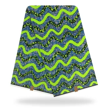 

High Quality 100% Cotton Nigerian Tissus Fabric 6Yard African Ankara Real Wax Green Printed Fabric