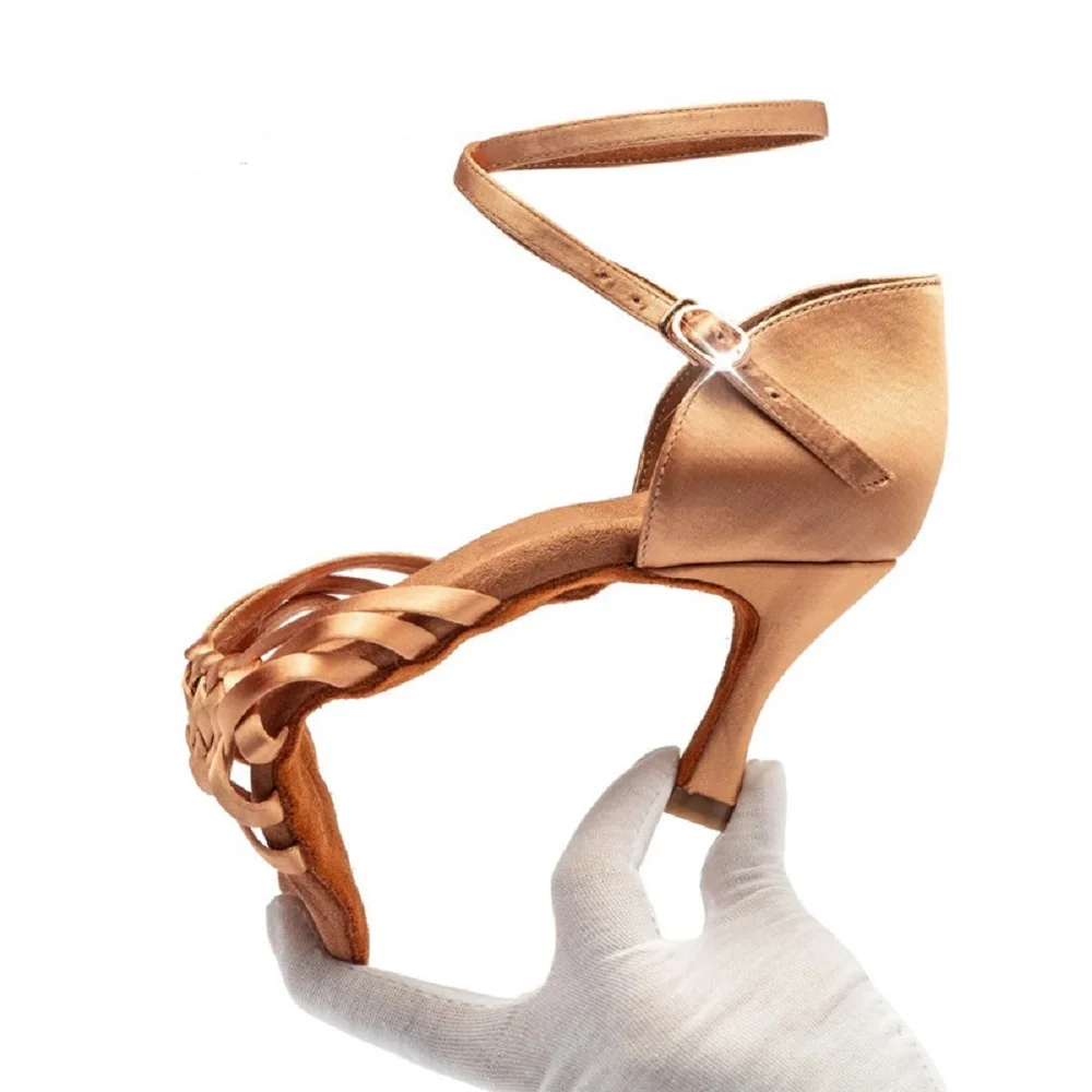 Women's Ballroom Latin Salsa Dance Shoes Handmade Sandals with Soft Suede Sole 6.5/7.5 CM Heel ALS013 women dance shoes