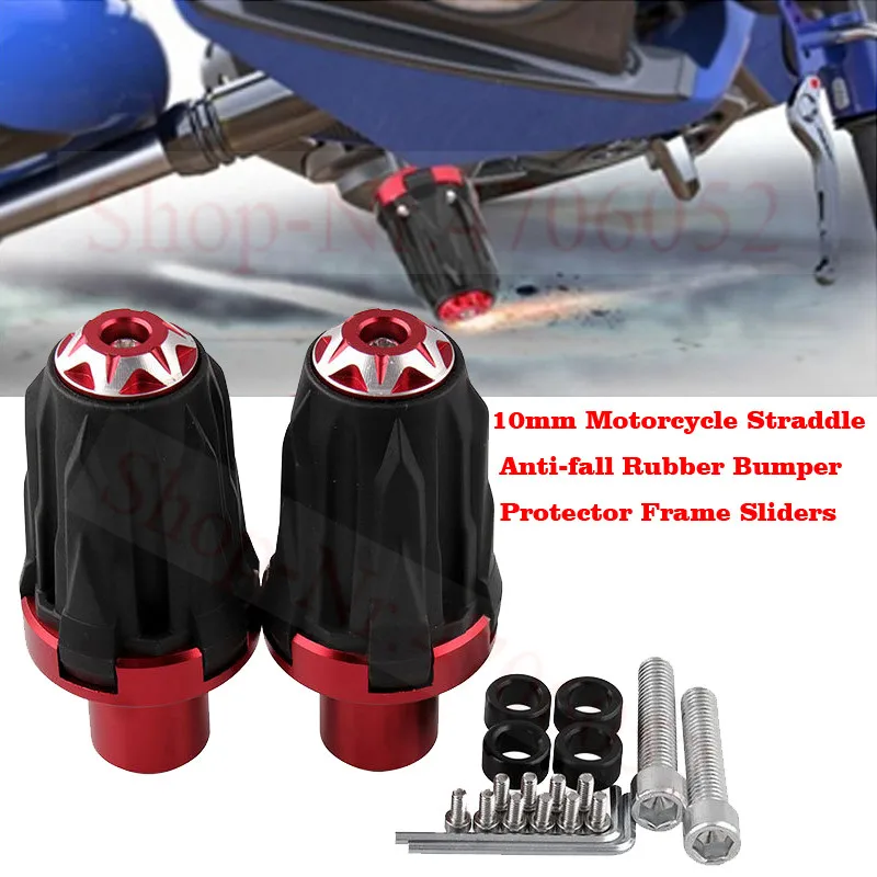 

10mm Motorcycle Straddle Anti-fall Rubber Bumper Protector Frame Sliders