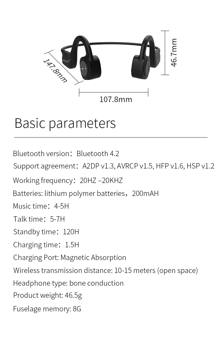 sem fio fone 8gb ipx8 à prova