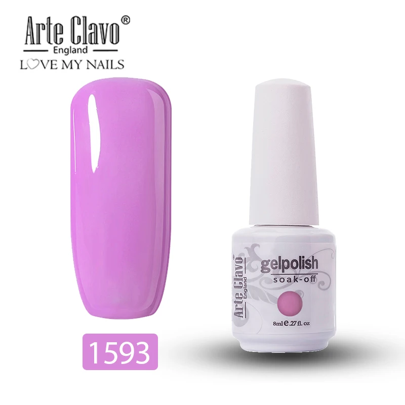 Arte Clavo гель лак для ногтей 8 мл Полупостоянный праймер Светодиодная лампа для маникюра гель для ногтей 85 цветов розовый лак удаляющийся замачиванием гель для ногтей - Цвет: 1593