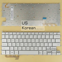 Korean US Keyboard for Samsung NP930QAA NT930QAA, Backlit, Silver / White