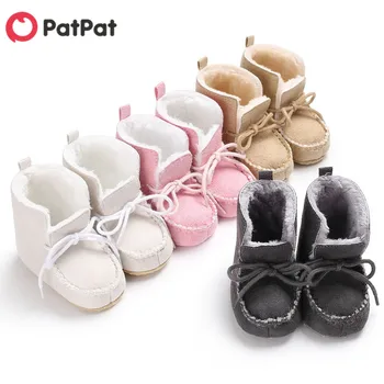 

PatPat Baby Toddler Fluffy Solid Lace- up Prewalker Shoes Multicolor Plus Cotton for Toddler Unisex Shoes