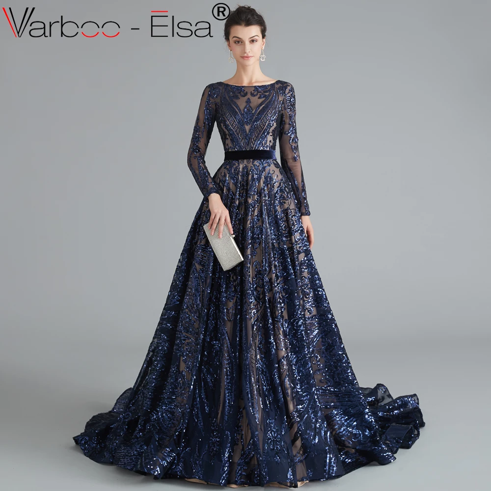 VARBOO_ELSA роскошное вечернее платье кружевное с блестками женское вечернее платье длинные мусульманские Вечерние платья вечерние длинные платья для помолвки