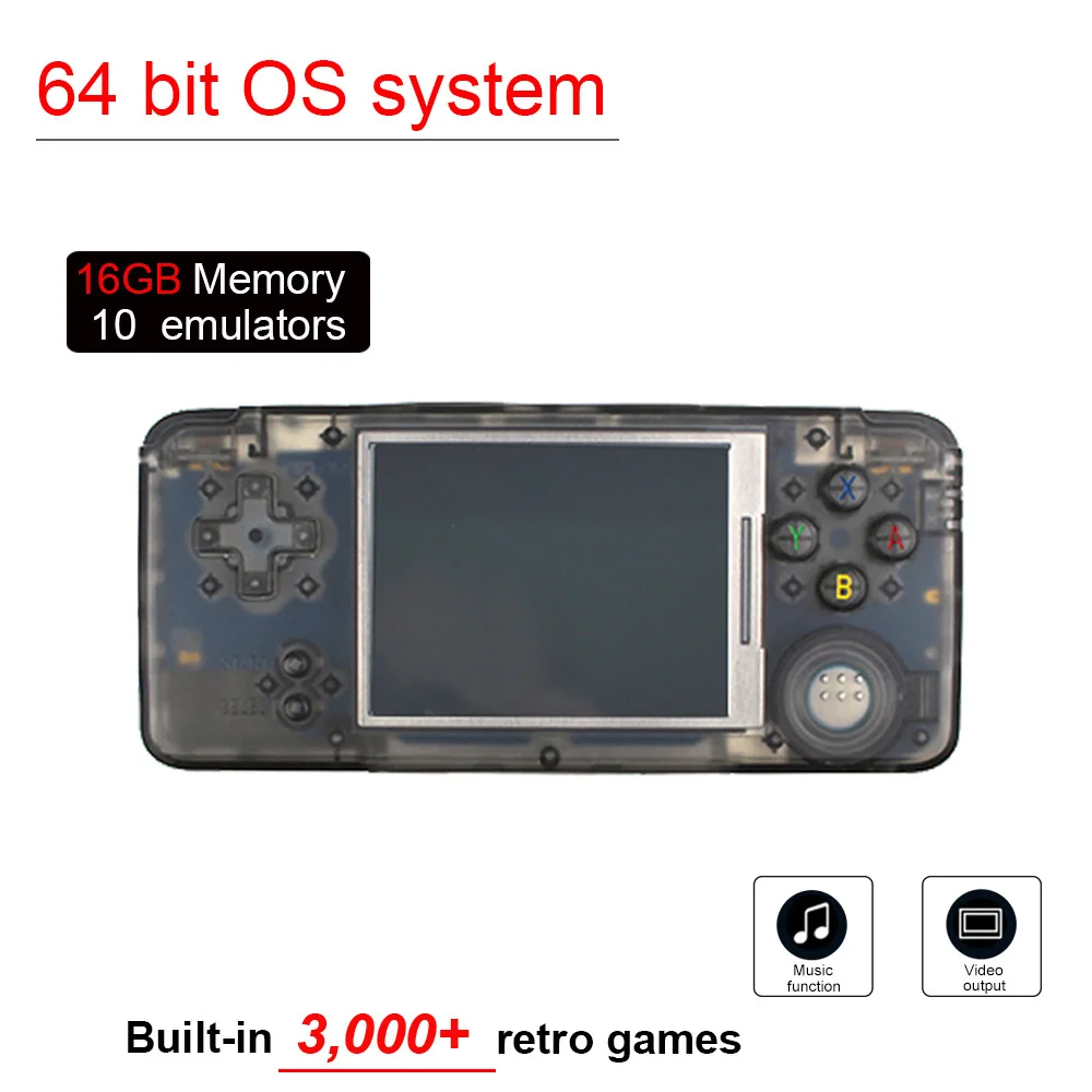 Портативная игровая консоль 3,0 дюймов консоль 16G rom Встроенная 3000+ различные игры Поддержка NEOGEO/GBC/FC/CP1/CP2/GB/GBA - Цвет: Black