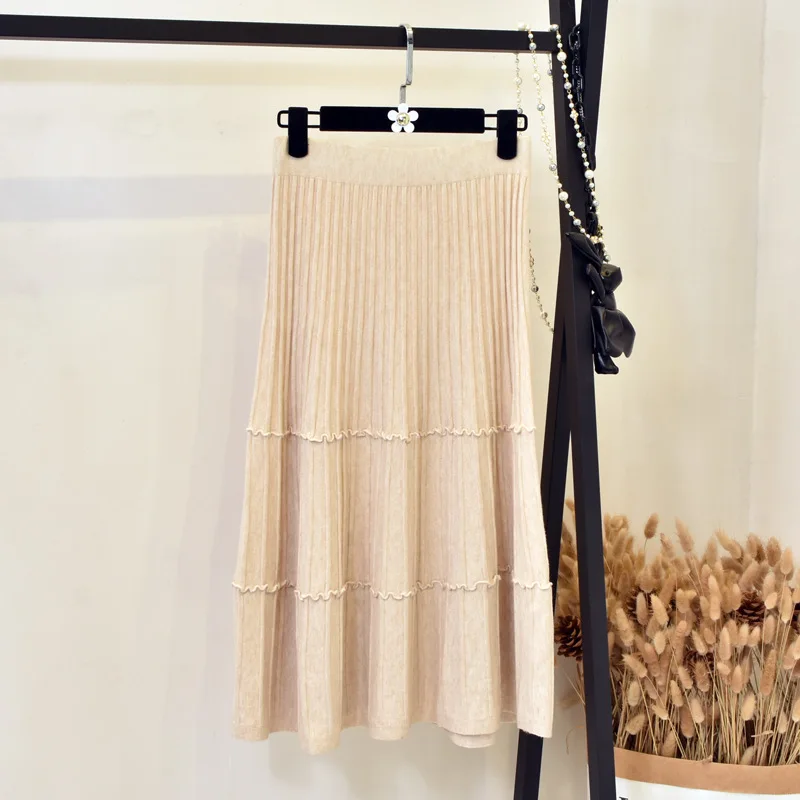 Faldas mujer moda макси с высокой талией зимние юбки для женщин трикотажные юбки jupe longue Осенние Теплые женские длинные юбки